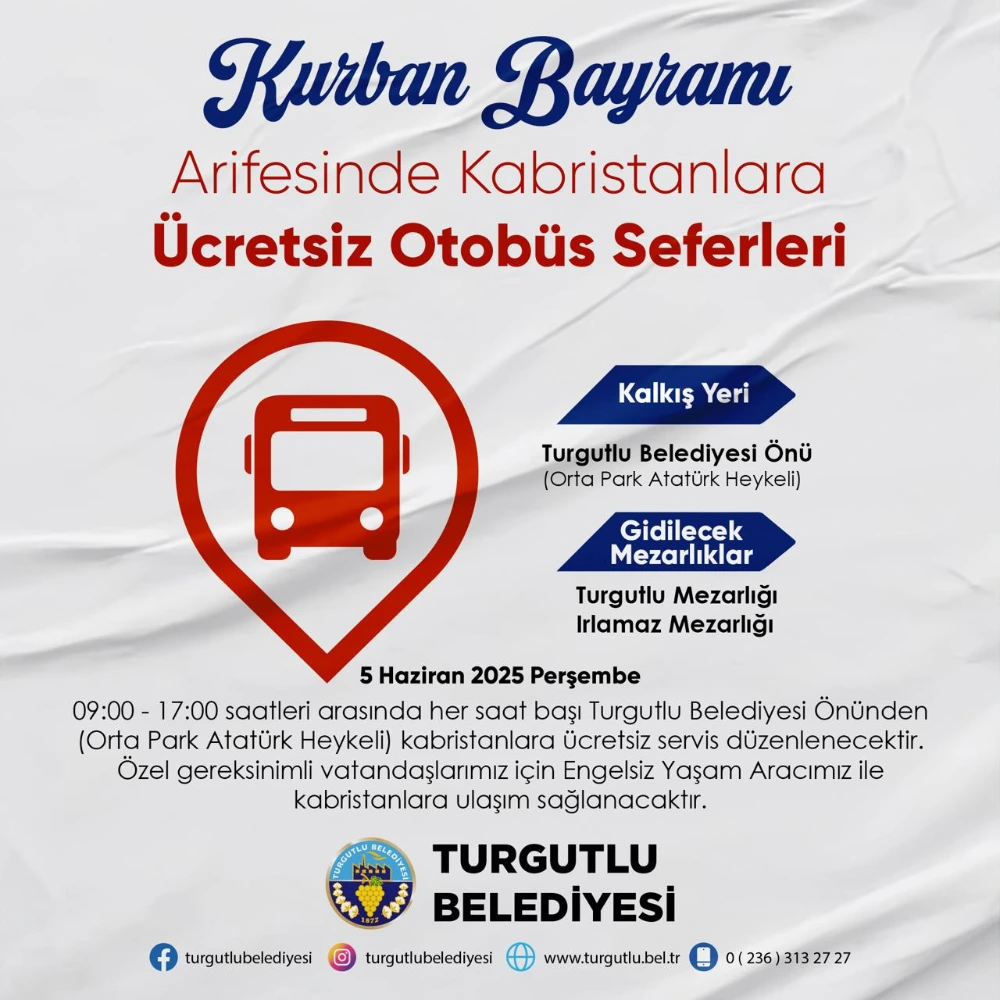 Turgutlu Belediyesinden Kabristanlara Ücretsiz Ulaşım Desteği